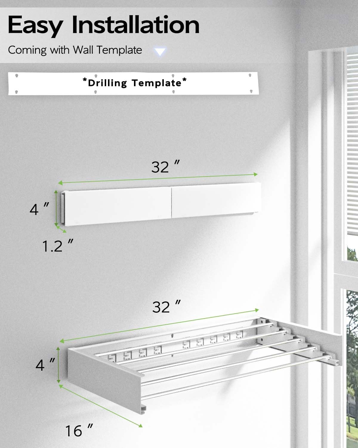 Wall-Mounted Cloths Drying Rack