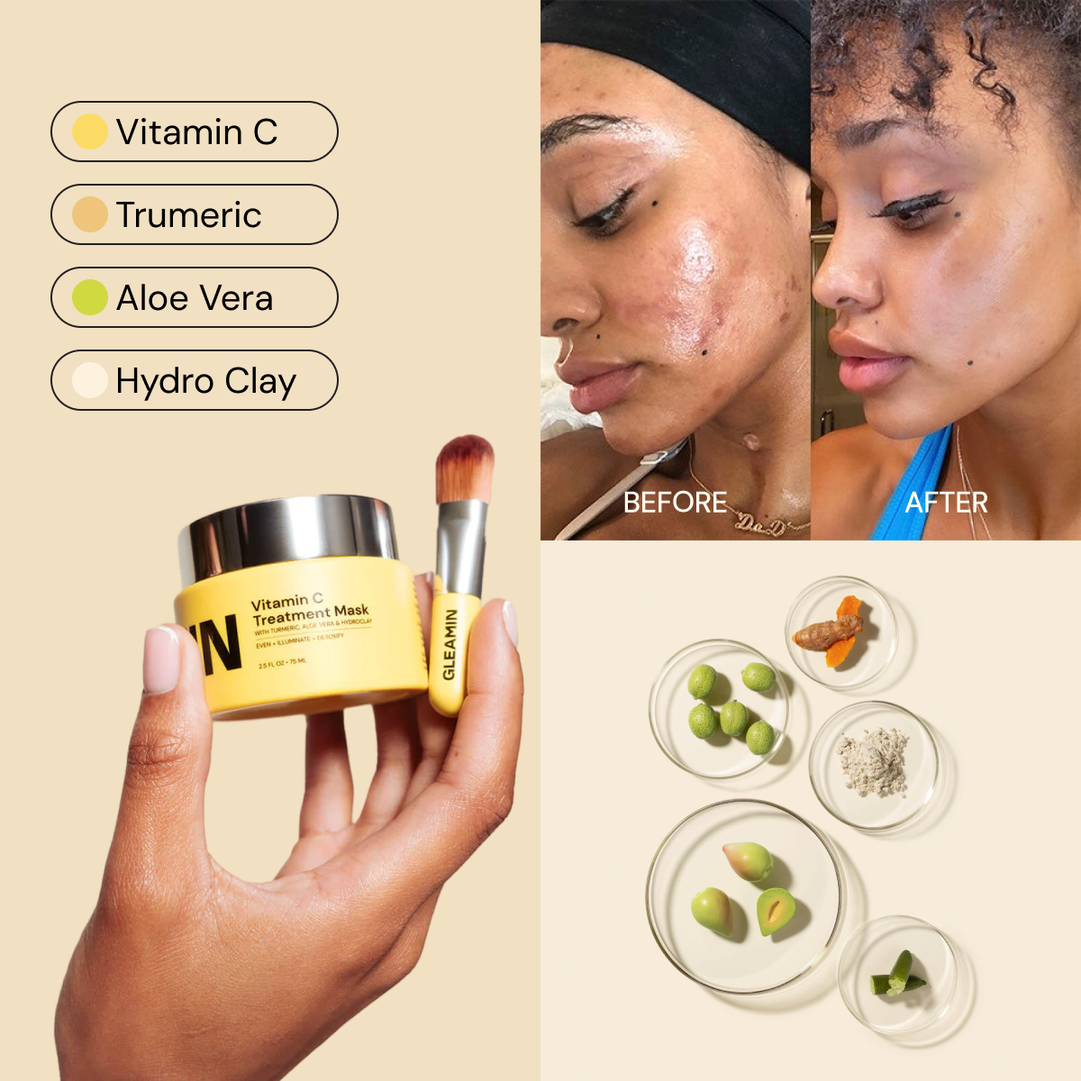 Vitamin C & Turmeric Clay Mask - Deep Cleansing